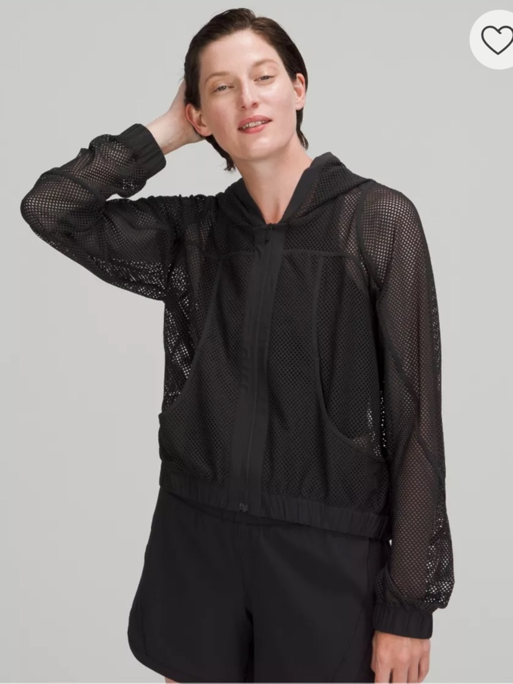lululemon athletica Relaxed Fit Black Mesh Hooded Zip Jacket